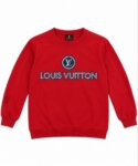 Sweat Enfant Col Rond Imprimé Logo – Pull Molleton Confortable Style Streetwear (Jaune Moutarde & Rouge)