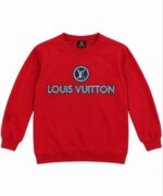 Sweat Enfant Col Rond Imprimé Logo – Pull Molleton Confortable Style Streetwear (Jaune Moutarde & Rouge)