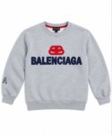 Sweat Enfant Col Rond Imprimé Logo – Pull Molleton Confortable Style Sportswear (Rouge & Gris