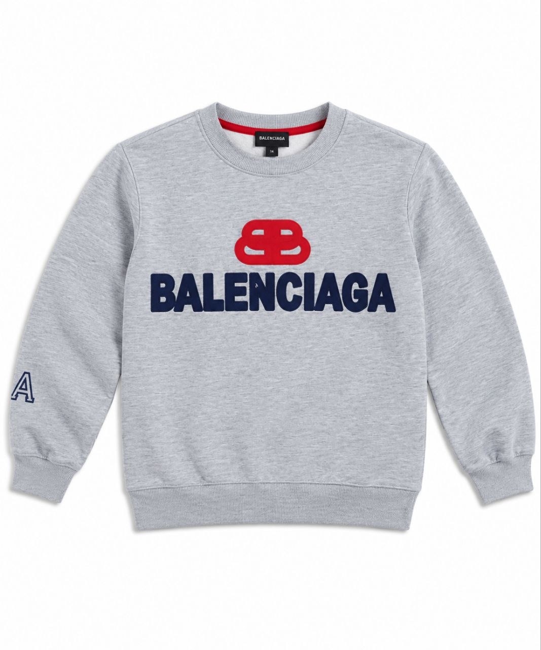 IMAGE 2026-09-20 11:40:14 Sweat Enfant Col Rond Imprimé Logo – Pull Molleton Confortable Style Sportswear (Rouge & Gris - Image 1
