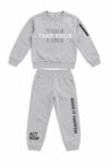 Ensemble survêtement gris clair sweat et jogging à inscriptions - Garçon / Enfant