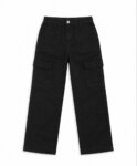 Pantalon cargo noir coupe droite à poches plaquées - Matalan-