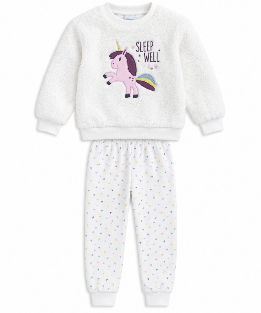 IMAGE 2026-09-20 12:03:39 Pyjama pilou pilou blanc motif licorne "SLEEP WELL" - Fille / Bébé - Image 1