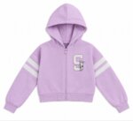 Veste sweat à capuche zippée lilas style teddy universitaire - Fille / Enfant