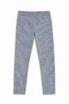 Tregging / Pantalon slim à petit motif vichy / pied-de-poule bleu marine et blanc - Fille