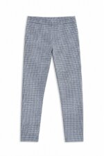 Tregging / Pantalon slim à petit motif vichy / pied-de-poule bleu marine et blanc - Fille