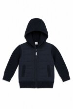 Veste matelassée à capuche zippée bleu marine et noir - Garçon / Enfant