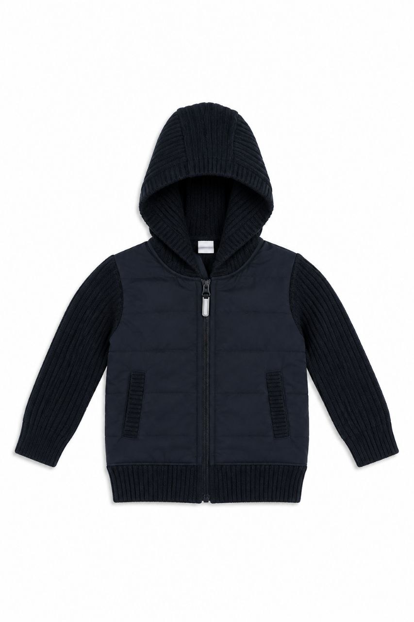 IMAGE 2026-09-20 14:52:49 Veste matelassée à capuche zippée bleu marine et noir - Garçon / Enfant - Image 1