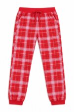 Pantalon de pyjama / jogging rouge et blanc à carreaux tartan - Fille