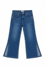 jeans évasés bootcut / flare H&M fentes au bas - Bleu & Noir - Fille / Enfant - Image 3
