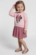 Robe 2 en 1 sweat et jupe en tulle rose Minnie Mouse Disney - Fille / Enfant