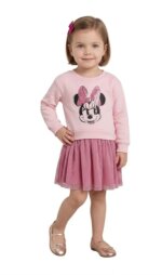 Robe 2 en 1 sweat et jupe en tulle rose Minnie Mouse Disney - Fille / Enfant - Image 3