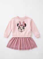 Robe 2 en 1 sweat et jupe en tulle rose Minnie Mouse Disney - Fille / Enfant - Image 4