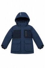 Manteau parka doudoune chaude à capuche bleu canard et bleu marine - Garçon / Enfant