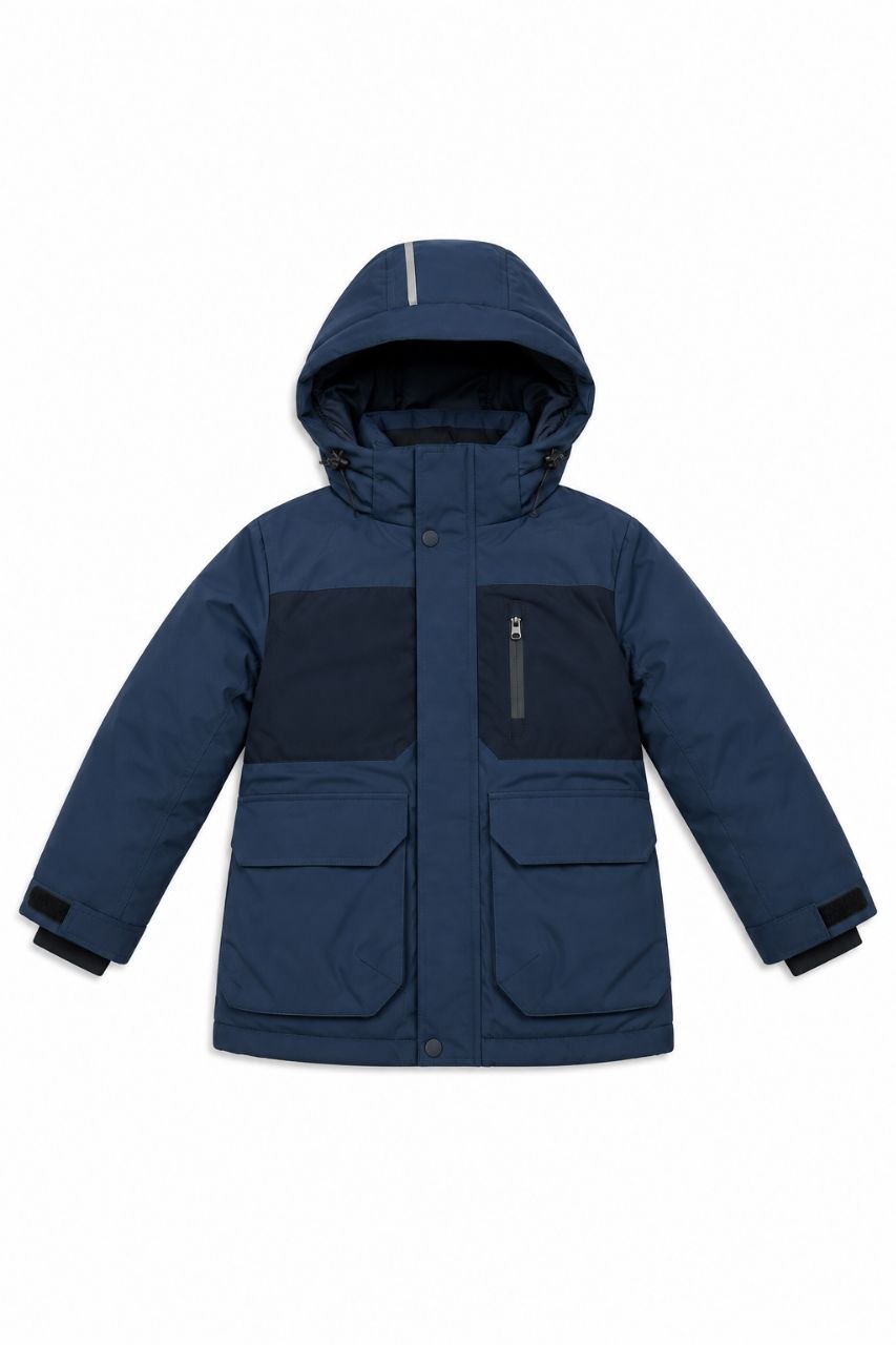 IMAGE 2026-09-22 11:19:49 Manteau parka doudoune chaude à capuche bleu canard et bleu marine - Garçon / Enfant - Image 1
