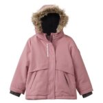 Manteau parka doudoune chaude rose poudré avec capuche fourrure - Fille / Enfant