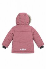 Manteau parka doudoune chaude rose poudré avec capuche fourrure - Fille / Enfant - Image 3