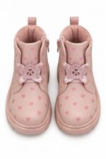 Boots montantes rose poudré motifs cœurs & paillettes - Fille / Enfant