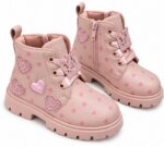 Boots montantes rose poudré motifs cœurs & paillettes - Fille / Enfant - Image 3