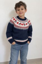 Pull en maille jacquard motif rouge-gorge et jacquard nordique Next - Enfant (Garçon / Fille)