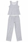 Ensemble pyjama / d'intérieur débardeur et pantalon gris chiné - Femme