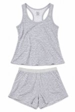 Ensemble pyja-short / d'intérieur débardeur dos nageur et short gris - Femme - Image 4