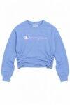 Sweat-shirt court Champion bleu ciel froncé sur les côtés - Fille