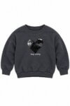 Sweat-shirt gris chine cœur en paillettes « Keep smiling » - Fille / Enfant