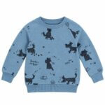 Sweat-shirt bleu clair imprimé chiens et messages - Garçon / Enfant / Bébé