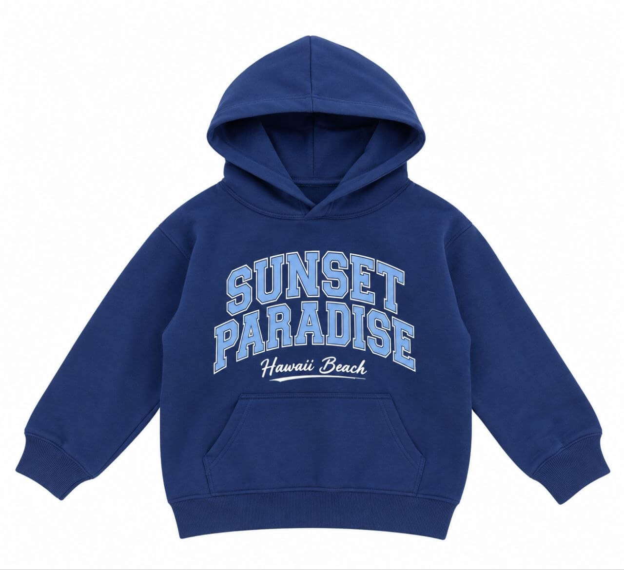 IMAGE 2026-10-03 13:20:58 Sweat à capuche bleu roi « Sunset Paradise Hawaii Beach » - Enfant / Garçon / Fille - Image 1
