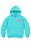 Sweat à capuche vert d'eau / turquoise motif palmiers californien - Enfant / Garçon / Fille