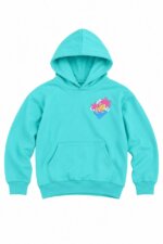 Sweat à capuche vert d'eau / turquoise motif palmiers californien - Enfant / Garçon / Fille
