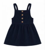 Robe tablier / salopette en velours côtelé bleu marine - Fille / Enfant / Bébé
