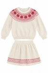 Ensemble tricot Primark pull & jupe jacquard de Noël écru / rouge - Fille / Enfant
