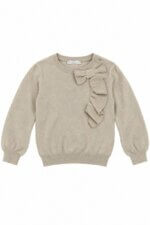 Pull H&M beige écru en maille avec nœud et volants - Fille / Enfant / Bébé
