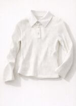 Ensemble 3 Pièces Enfant : Veste Beige à Étoiles en Jean, Polo Blanc et Pantalon Pattes d'Éléphant Bi-Matière - Image 4
