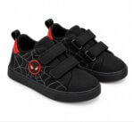 Baskets Enfant Spiderman Noires à Scratch – Chaussures Motif Toile d'Aignée et Yeux Masqués