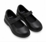 Chaussures Fille Clarks Noires – Ballerines / Salomés à Bride Scratch en Cuir Noir