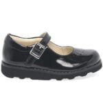 Chaussures Fille Clarks en Cuir Verni Noir – Salomés / Ballerines à Bride et Perforations Cœur - Image 4
