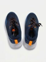 Baskets de Sport Enfant Bleu Marine et Cyan – Sneakers Respirantes avec Lacets et Touches Orange - Image 3