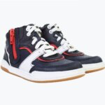 Baskets Montantes Enfant Clarks Bleu Marine – Bottines Cuir à Lacets et Fermeture Éclair Rouge