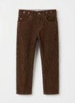 Pantalon Enfant en Velours Côtelé Marron – Pantalon Droit Chaud et Élégant à Boutons