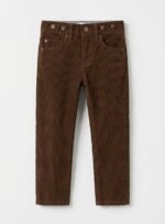Pantalon Enfant en Velours Côtelé Marron – Pantalon Droit Chaud et Élégant à Boutons