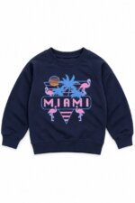 Sweat Fille Bleu Marine à Motifs Miami et Chicago - Image 2