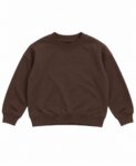 Sweat Fille Uni Bleu Ciel, Écru et Marron
