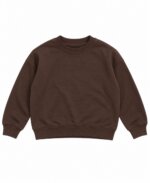 Sweat Fille Uni Bleu Ciel, Écru et Marron