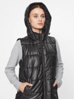 Doudoune Sans Manches Femme Noire à Capuche - Image 4