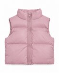 Doudoune Sans Manches Fille – Beige, Rose et Noir