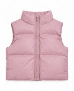 Doudoune Sans Manches Fille – Beige, Rose et Noir