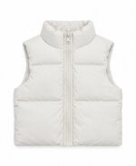 Doudoune Sans Manches Fille – Beige, Rose et Noir - Image 3